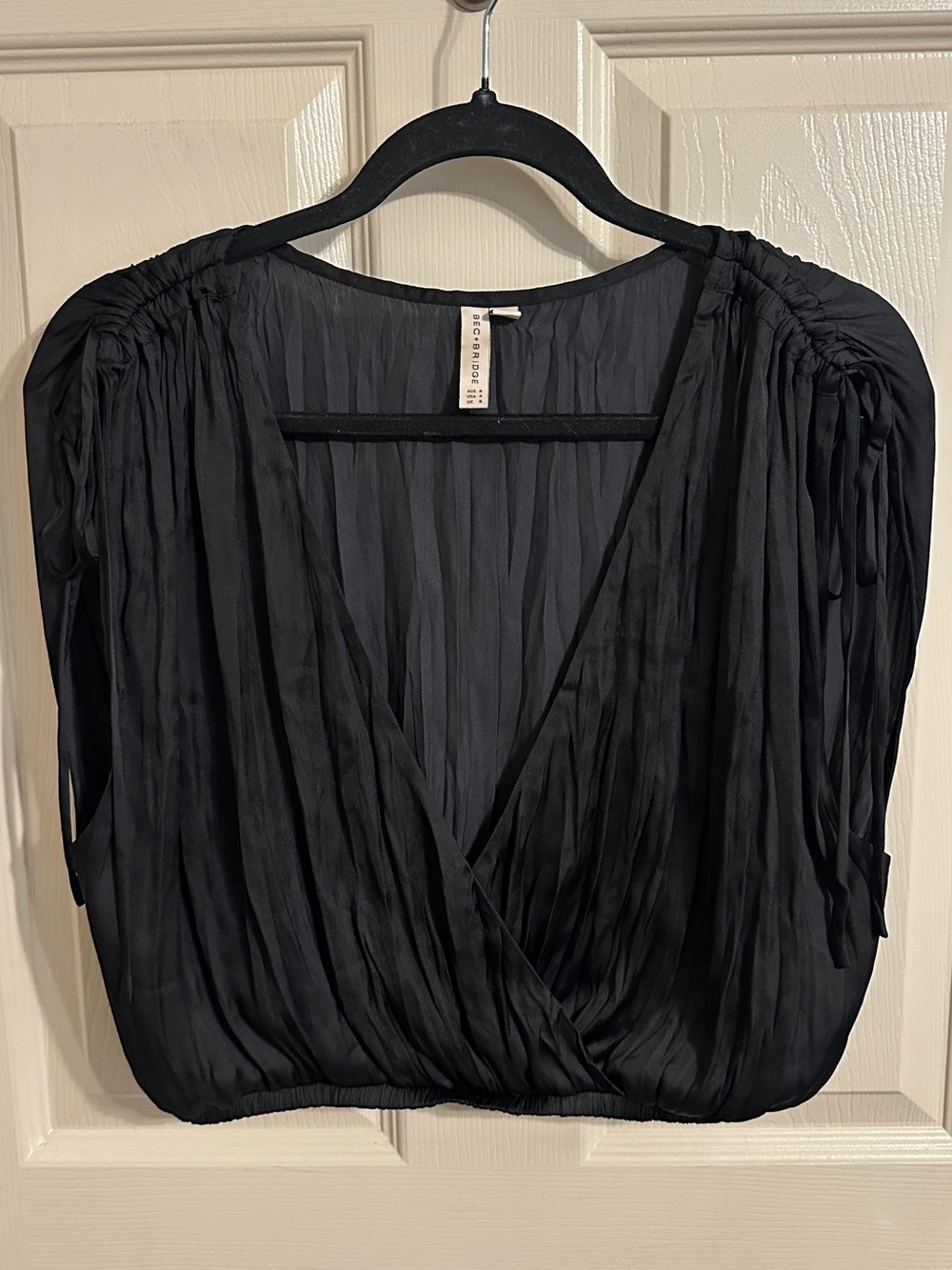 Bec & Bridge Louann Wrap Plunging V-Neck Sleeveless Top, Black, Sz 4, NWOT